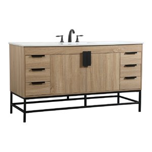Pemberly Row 60&quot Aluminum Alloy Iron Single Bathroom Vanity in Brown