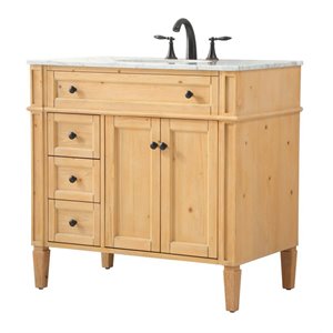 Pemberly Row 36&quot Aluminum MDF Single Bathroom Vanity - Natural Wood