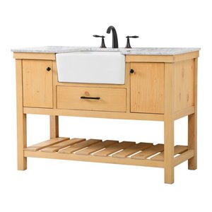 Pemberly Row 48&quot Aluminum MDF Single Bathroom Vanity in Natural Wood