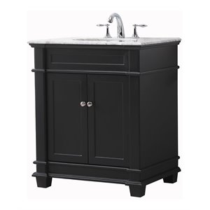 Pemberly Row 30&quot Solid Wood Steel Single Bathroom Vanity Set in Black