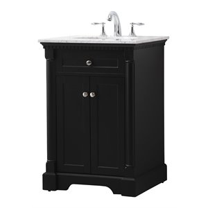 Pemberly Row 24&quot Solid Wood Metal Single Bathroom Vanity Set in Black
