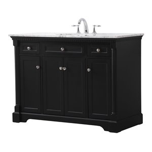 Pemberly Row 48&quot Solid Wood Metal Single Bathroom Vanity Set in Black