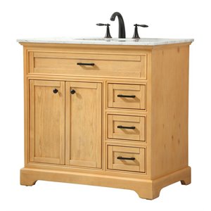 Pemberly Row 36&quot Aluminum MDF Single Bathroom Vanity in Natural Wood