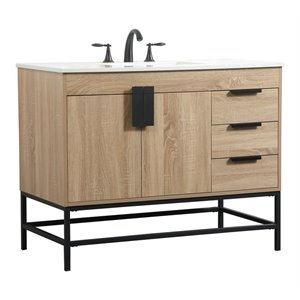 Pemberly Row 42&quot Aluminum MDF Single Bathroom Vanity in Mango Wood