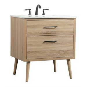 Pemberly Row 30&quot Aluminum MDF Single Bathroom Vanity in Mango Wood