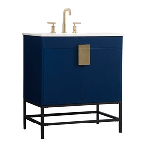 Pemberly Row 30&quot Aluminum MDF Single Bathroom Vanity in Blue