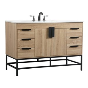 Pemberly Row 48&quot Aluminum Iron MDF Single Bathroom Vanity in Mango Wood