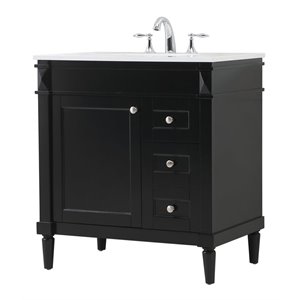Pemberly Row 32&quot Aluminum MDF Single Bathroom Vanity in Black