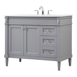 Pemberly Row 42&quot Aluminum MDF Single Bathroom Vanity in Gray