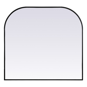 Pemberly Row 40x38&quot Arch Modern MDF Wood/Metal Mirror in Black