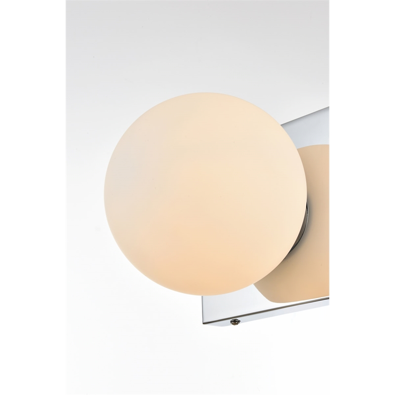 Pemberly Row 1-Light Iron & Glass Bath Sconce in Chrome/Frosted White