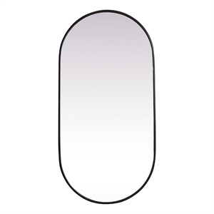 Pemberly Row 24x48&quot Oval Modern Metal Wall-Mounted Mirror in Black