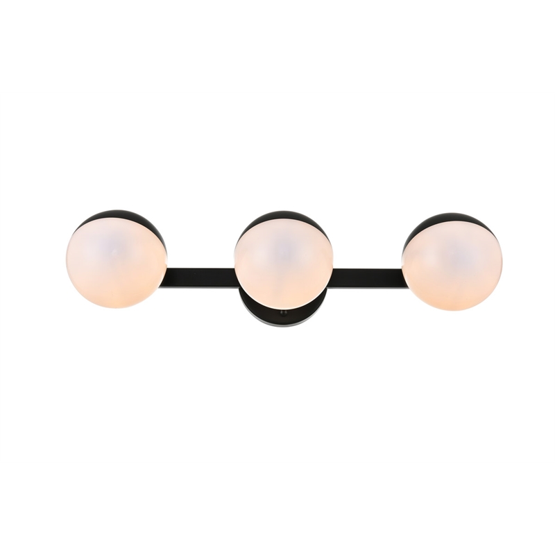 Pemberly Row 3-Light Metal Bath Sconce in Black/Frosted White