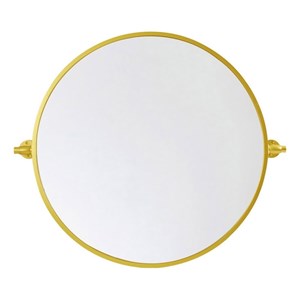 Pemberly Row Modern 24x24&quot Round Aluminum Pivot Mirror in Gold