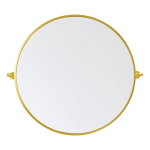 Pemberly Row Modern 30x30&quot Round Aluminum Pivot Mirror in Gold
