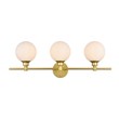 Pemberly Row 3-Light Iron/Glass Bath Sconce in Brass/Frosted White