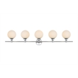 Pemberly Row 5-Light Iron/Glass Bath Sconce in Chrome/Frosted White