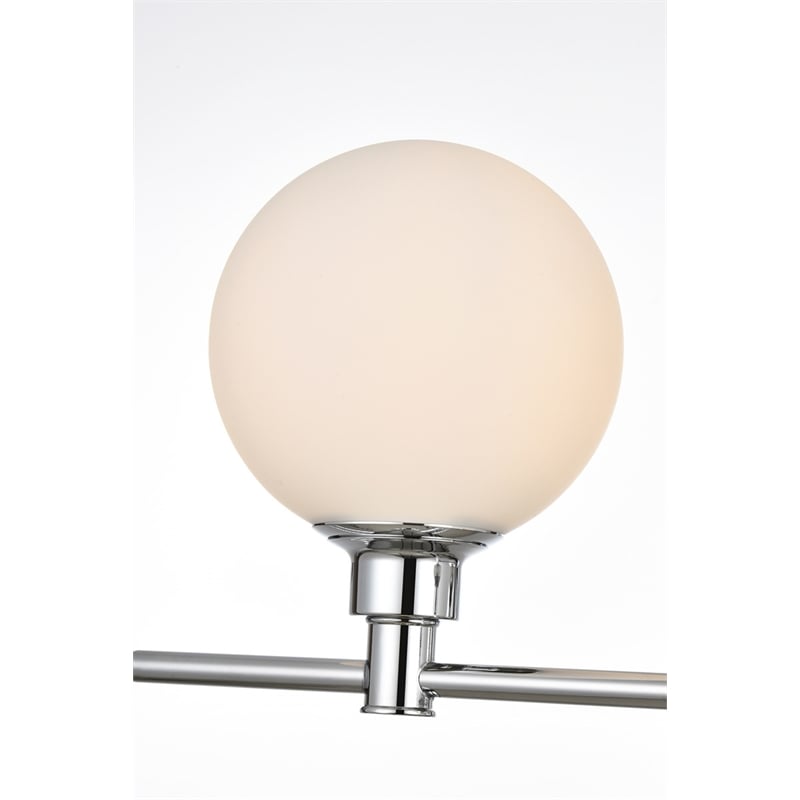 Pemberly Row 5-Light Iron/Glass Bath Sconce in Chrome/Frosted White