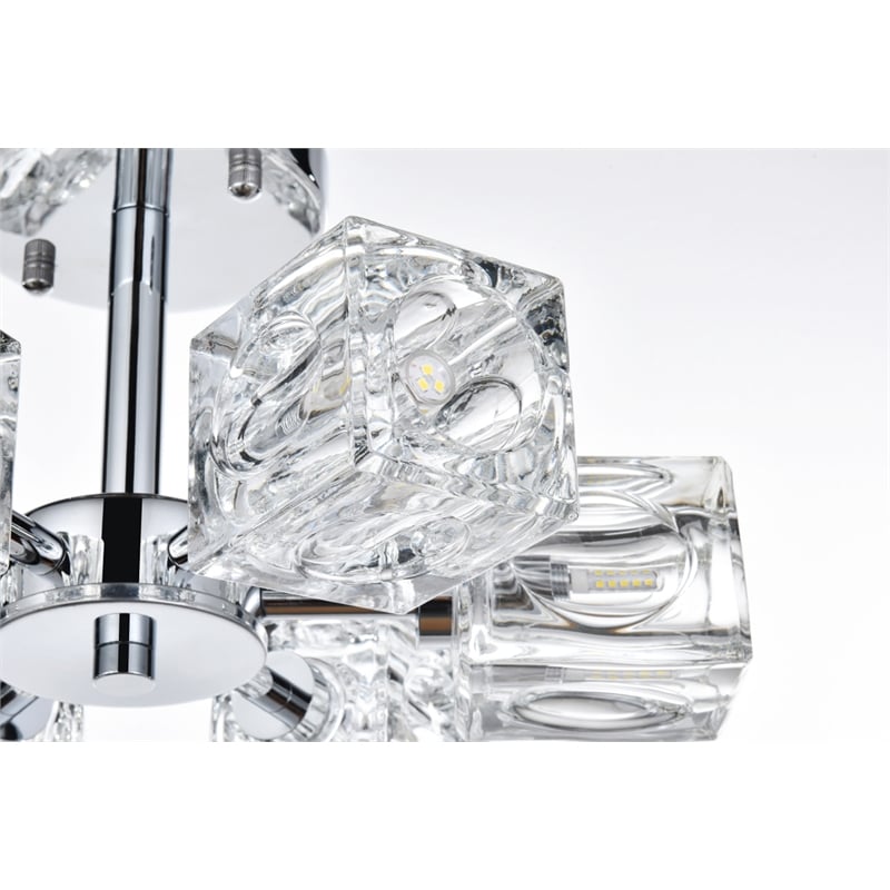 Pemberly Row 6-Light Metal & Glass Flush Mount in Chrome/Clear