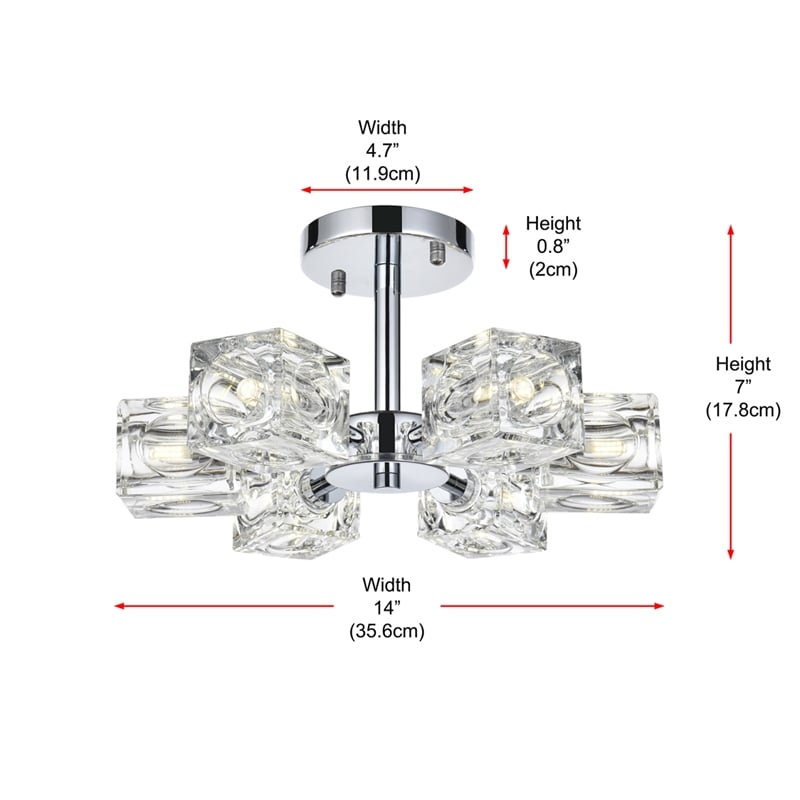 Pemberly Row 6-Light Metal & Glass Flush Mount in Chrome/Clear