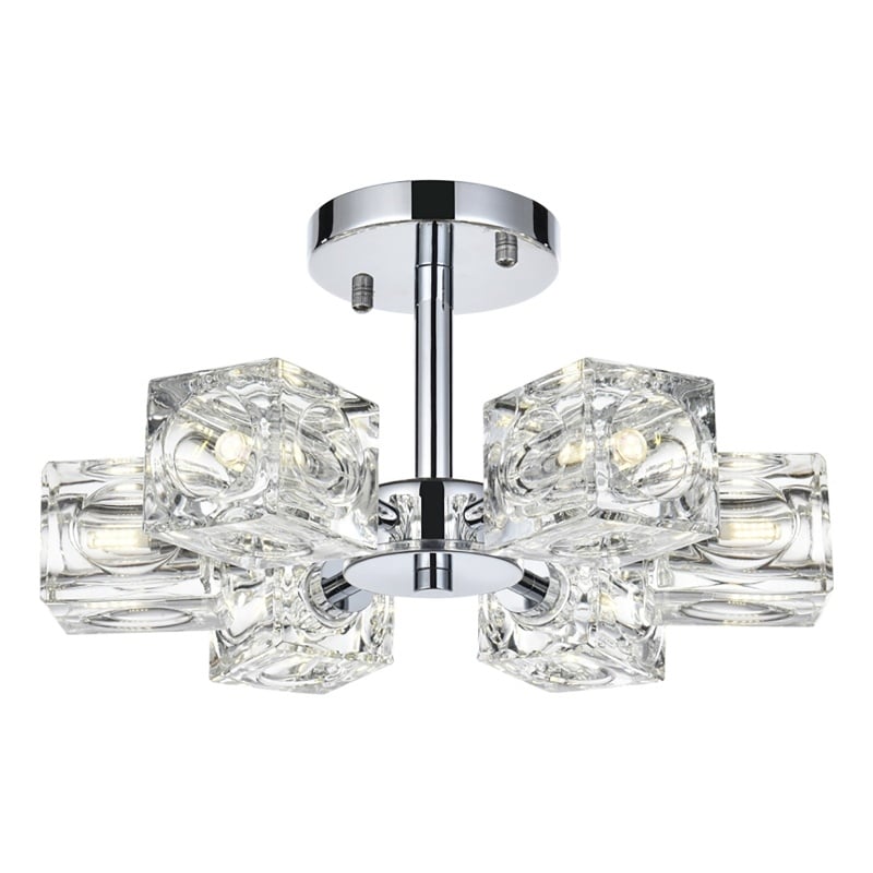 Pemberly Row 6-Light Metal & Glass Flush Mount in Chrome/Clear