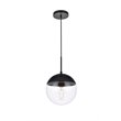 Pemberly Row Eclipse 1-Light Metal & Glass Pendant in Black and Clear