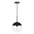 Pemberly Row Eclipse 1-Light Metal & Glass Pendant in Black and Clear