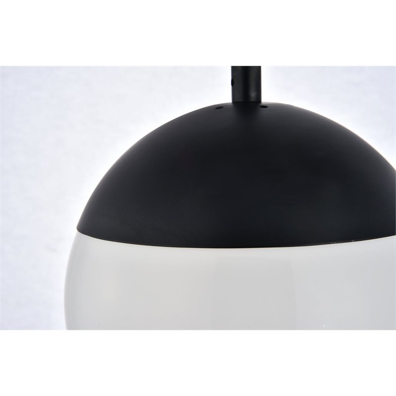 Pemberly Row 1-Light Mid-Century Metal Pendant in Black/Frosted White