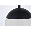 Pemberly Row 1-Light Mid-Century Metal Pendant in Black/Frosted White