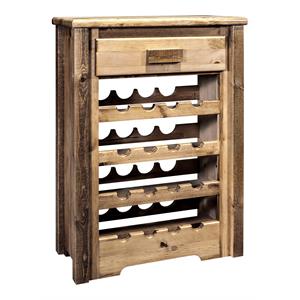 Pemberly Row Contemporary Transitional Wood Wine Cabinet in Brown