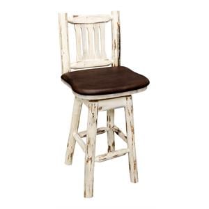 Pemberly Row 24&quot Handcrafted Wood Barstool with Swivel in Natural