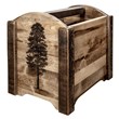 Pemberly Row Transitional Wood Magazine Rack with Pine Design in Brown