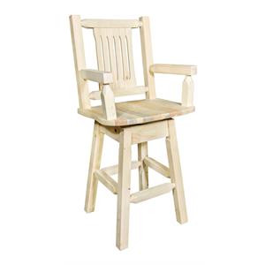 Pemberly Row Transitional 30&quot Swivel Captain's Barstool in Natural