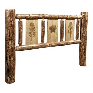 Pemberly Row Transitional Handcrafted Wood Twin Headboard in Brown