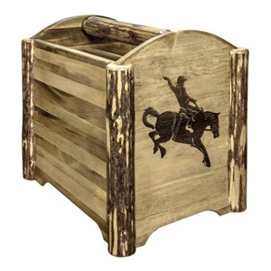 Pemberly Row Transitional Handcrafted Wood Magazine Rack in Brown