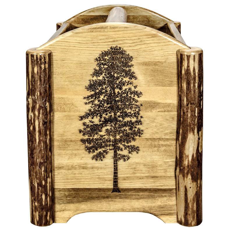 Pemberly Row Transitional Unique Wood Magazine Rack in Brown