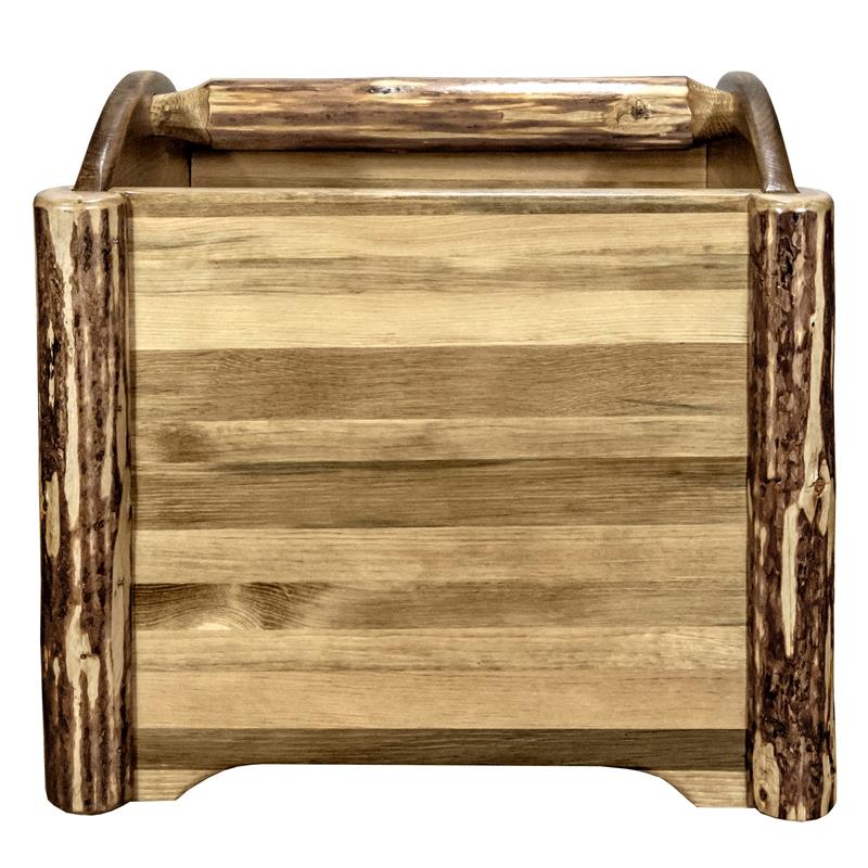 Pemberly Row Transitional Unique Wood Magazine Rack in Brown