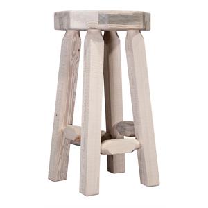 Pemberly Row Transitional 30&quot Solid Wood Backless Barstool in Natural