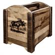 Pemberly Row Transitional Wood Magazine Rack with Moose Design in Brown