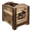 Pemberly Row Transitional Wood Magazine Rack with Moose Design in Brown
