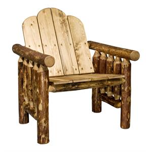 Pemberly Row 17.5&quot Modern Transitional Wood Deck Chair in Brown