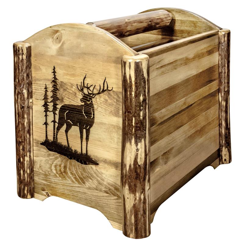 Pemberly Row Modern Transitional Wood Magazine Rack in Brown