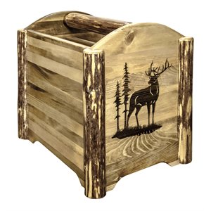 Pemberly Row Modern Transitional Wood Magazine Rack in Brown