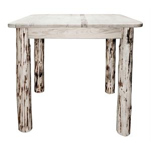 Pemberly Row Square 4 Post Transitional Wood Dining Table in Natural