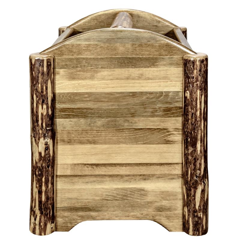 Pemberly Row Transitional Solid Pine Wood Magazine Rack in Brown