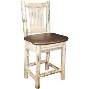 Pemberly Row 24&quot Counter Height Solid Wood Barstool in Natural