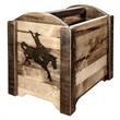Pemberly Row Transitional Wood Magazine Rack with Bronc Design in Brown