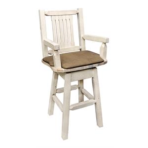 Pemberly Row 24&quot Pine Wood Swivel Captain's Barstool in Natural