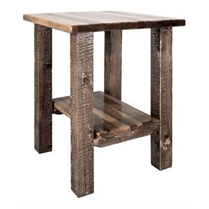 Pemberly Row Transitional Wood Nightstand with Shelf in Brown