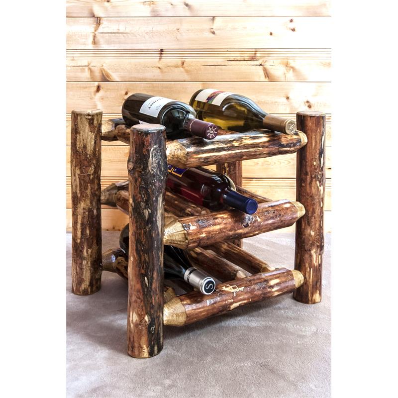 Pemberly Row Transitional Wood Countertop Wine Rack in Brown